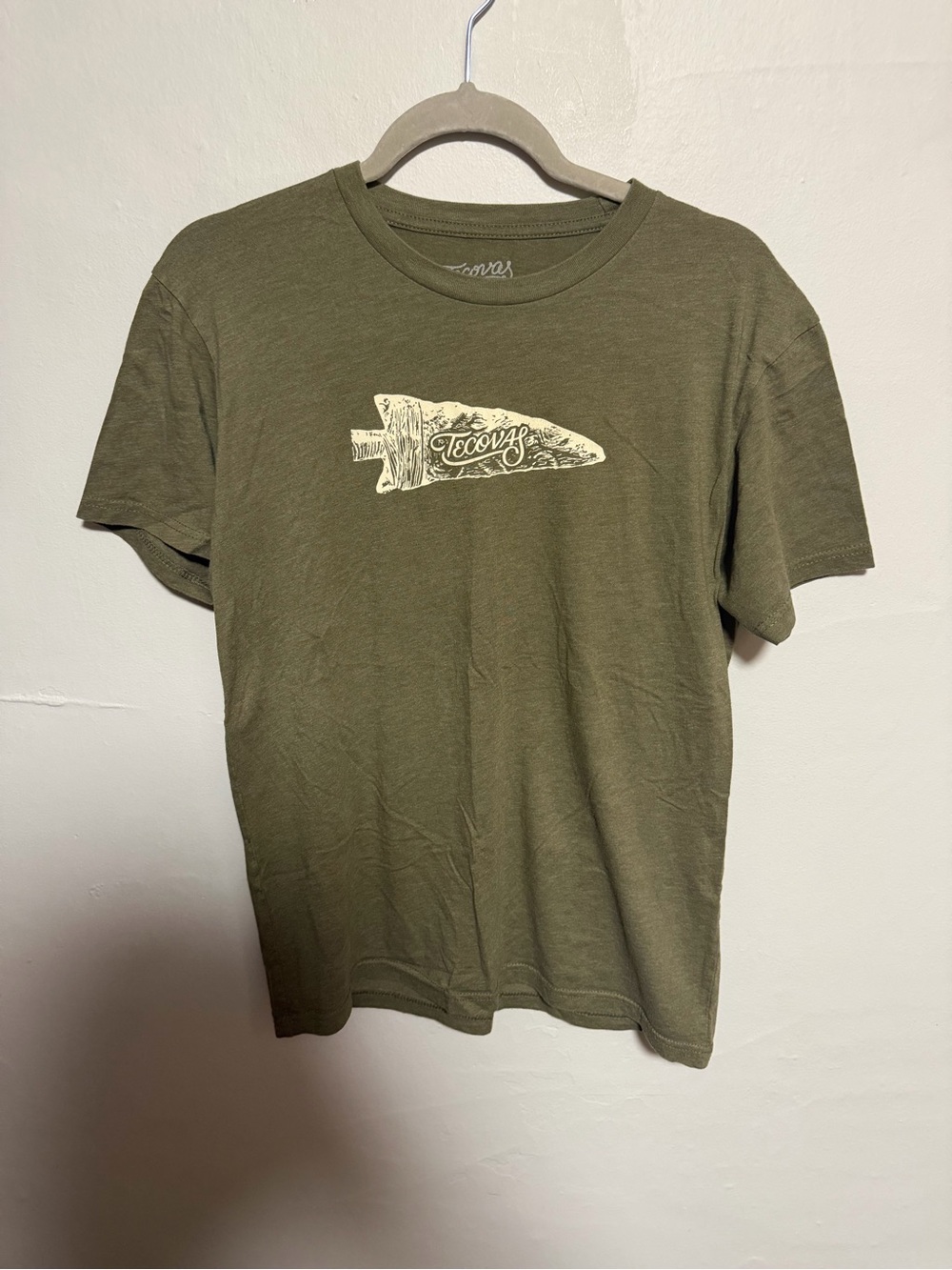 Tecovas Olive Green Short Sleeve Graphic Tee with Cream Knife Logo
